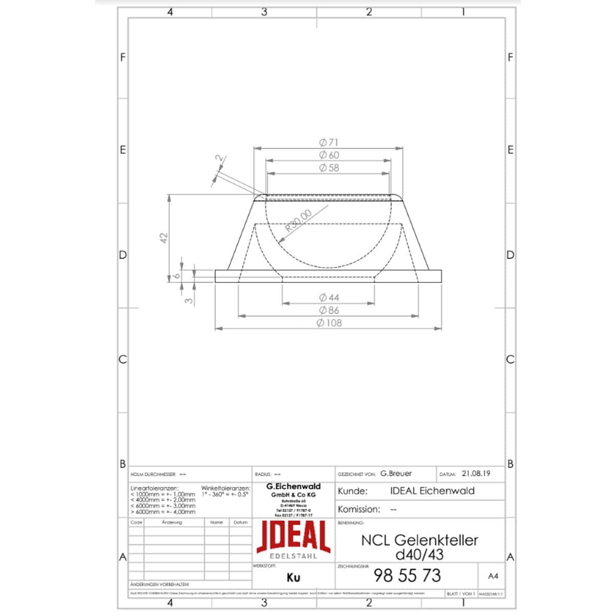 Technische tekening van een zwembadonderdeel met afmetingen en details.