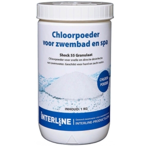Chloorpoeder voor zwembad en spa, 1 kg, snel werkend en effectief.