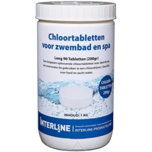 Chloortabletten voor zwembad en spa, 200g, langdurige desinfectie.