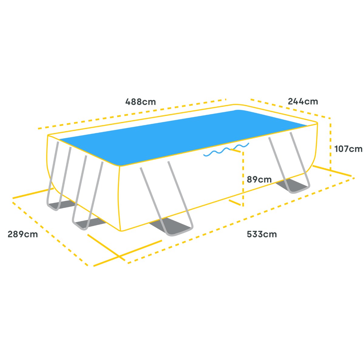 Intex Prism Frame zwembad - 488 x 244 x 107 cm - met filterpomp en accessoires