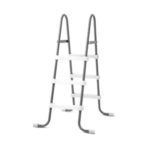 Zwembadladder met antislip treden en stevige handgrepen voor veilig gebruik.