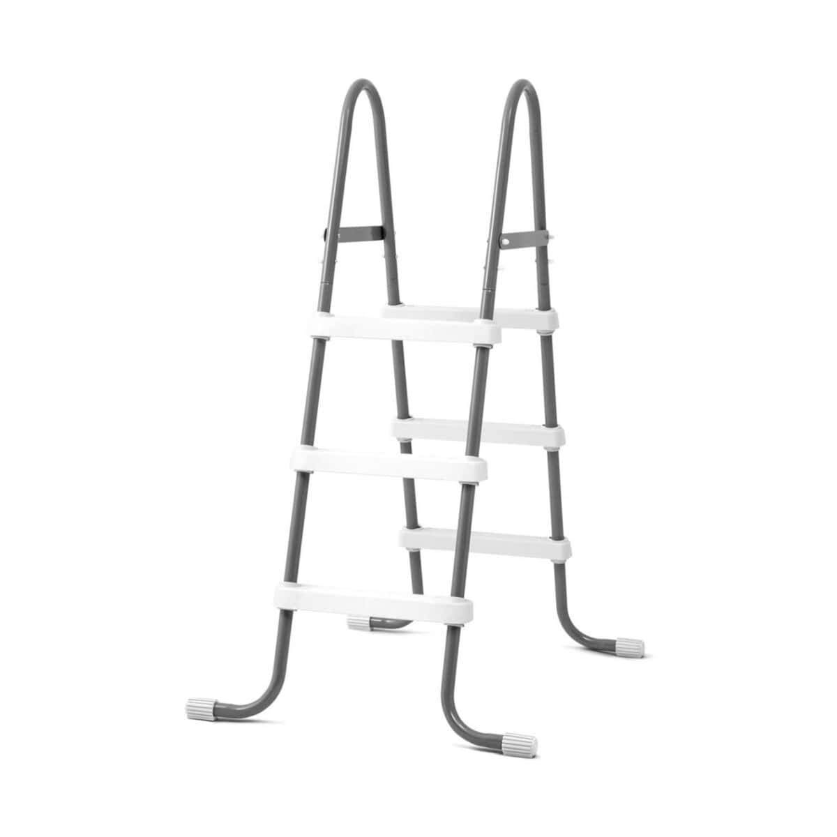 Zwembadladder met antislip treden en stevige handgrepen voor veilig gebruik.