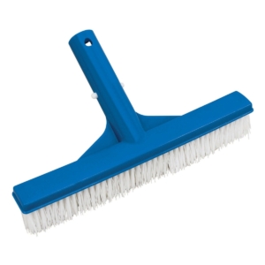 Blauwe zwembadborstel voor het schoonmaken van zwembaden.