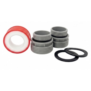 PVC zwembad aansluitset met ringen en afdichtingen voor waterdichte verbindingen.