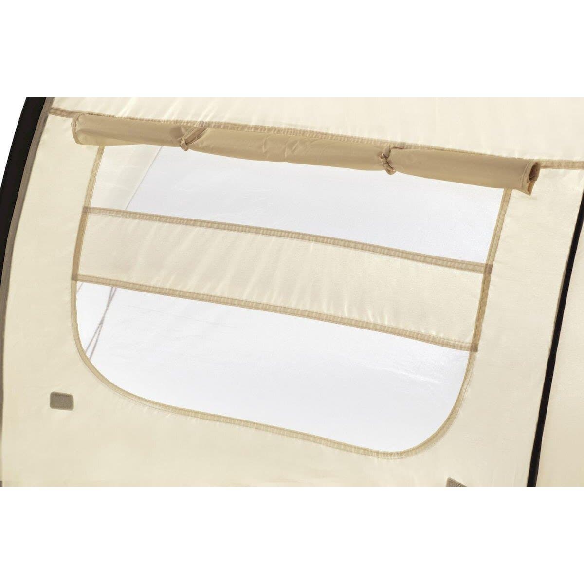 Zwembad tent met raam voor schaduw en privacy, ideaal voor zomerse dagen.