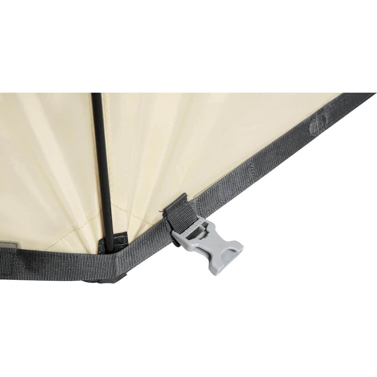 Tent met bevestigingsclip voor zwembadaccessoires.