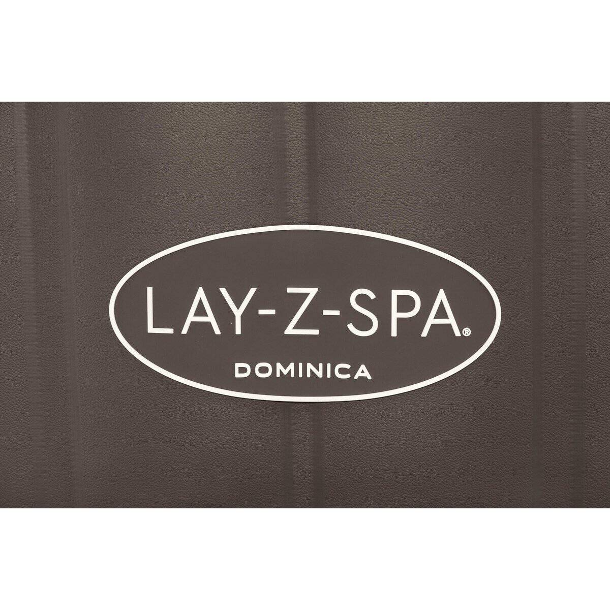 LAY-Z-SPA logo op een opblaasbare spa, geschikt voor ontspanning en wellness.