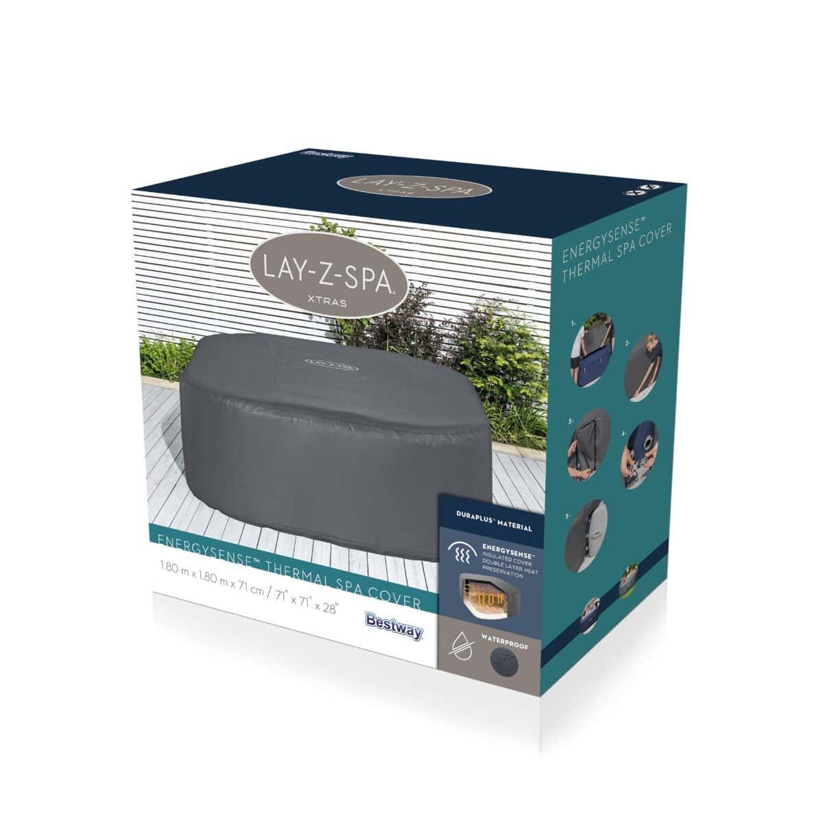 Zwemspa afdekhoes voor energiebesparing en warmtebehoud, geschikt voor spa's en hottubs.