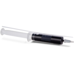 Syringe voor zwembadonderhoud en chemiecontrole.