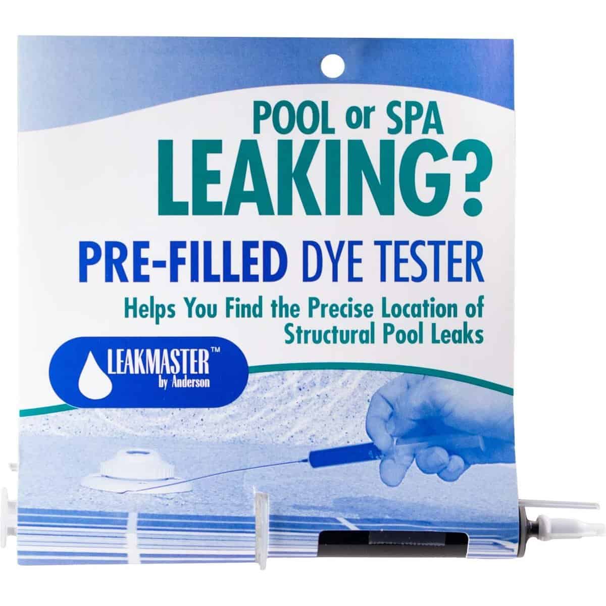Pre-filled dye tester voor het opsporen van zwembad- of spa-lekkages.