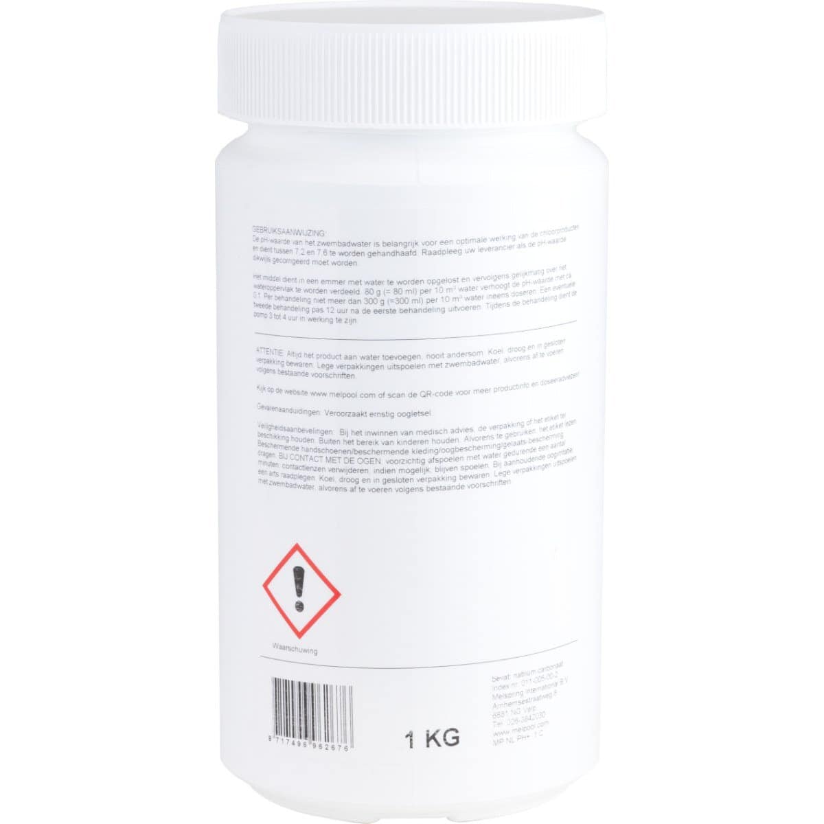 Zwembad chemicaliën in witte container, geschikt voor zwembadonderhoud.