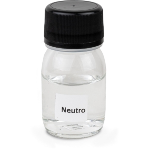 Neutro pH-testvloeistof in kleine glazen fles voor zwembadwater.