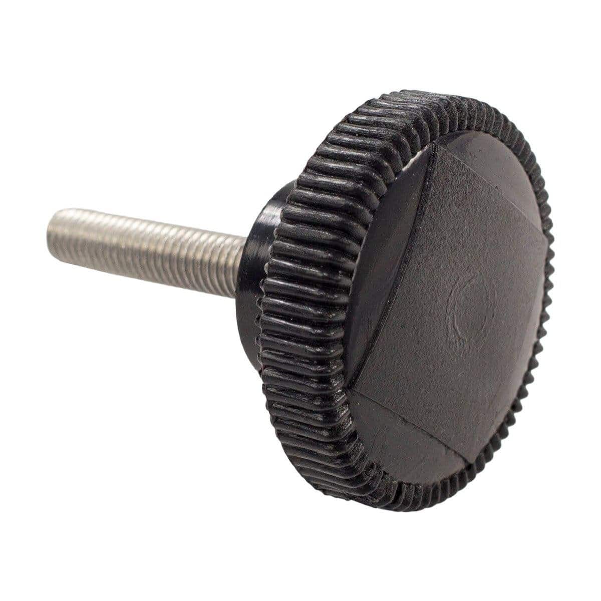 Draaiknop voor zwembadaccessoires, zwart met metalen schroefdraad.