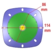 Technische afmetingen van zwembadonderdeel met diameter 86mm en 114mm.