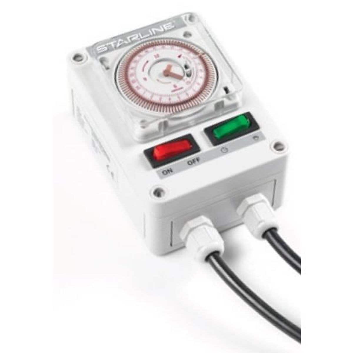 Elektronische tijdschakelaar voor zwembadverwarming en pompsystemen.