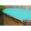 Afdekzeil voor houten jacuzzi, waterdicht en UV-bestendig.