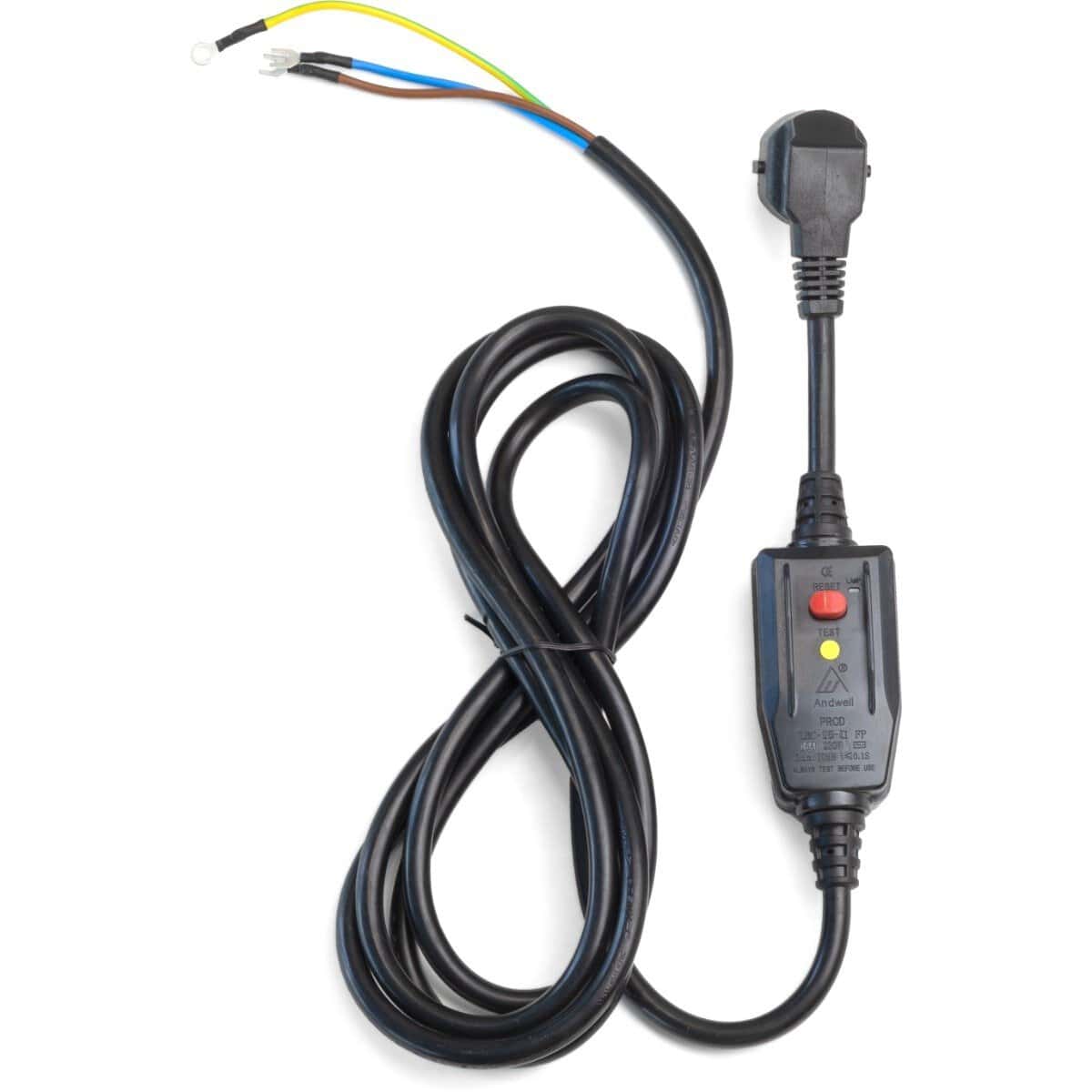 Elektrische kabel met stekker voor zwembadapparatuur en pompen.