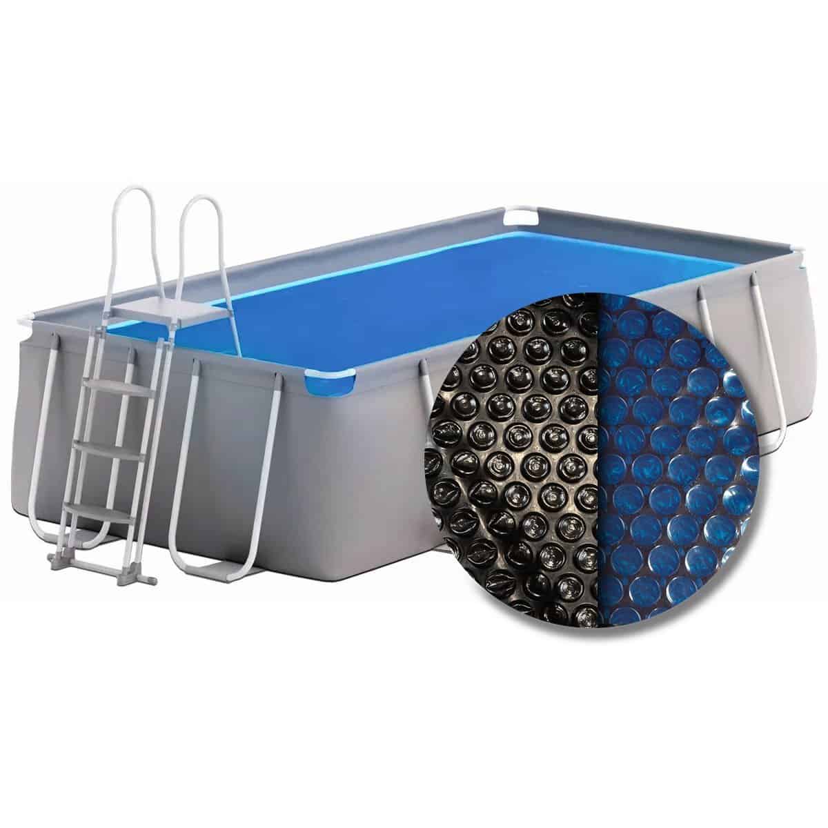 W'eau solar cover rechthoekig - 400 x 300 cm (zeilmaat 378 x 278) - Zwart/Blauw