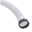 Flexibele zwembad filterpijp met afsluitdop voor watercirculatie.