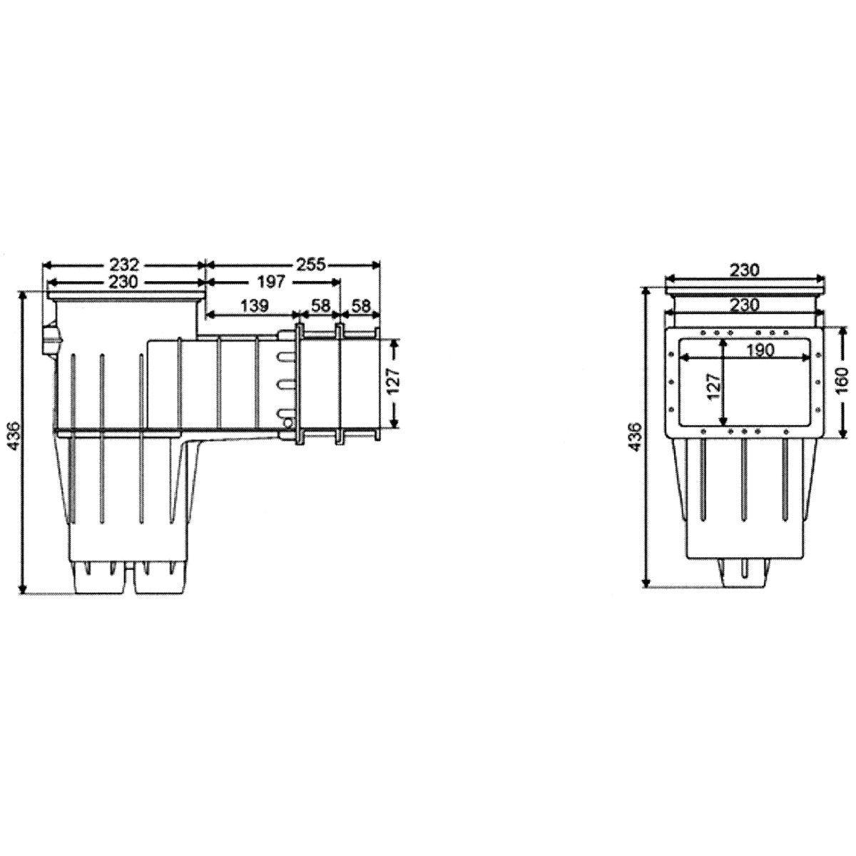 AQS skimmer smalle zuigmond - Wit