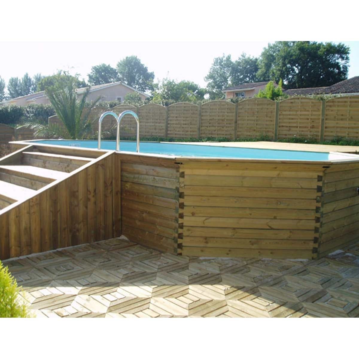 Gardipool Oblong houten zwembad - 8.10 x 4.60 x 1.46 m