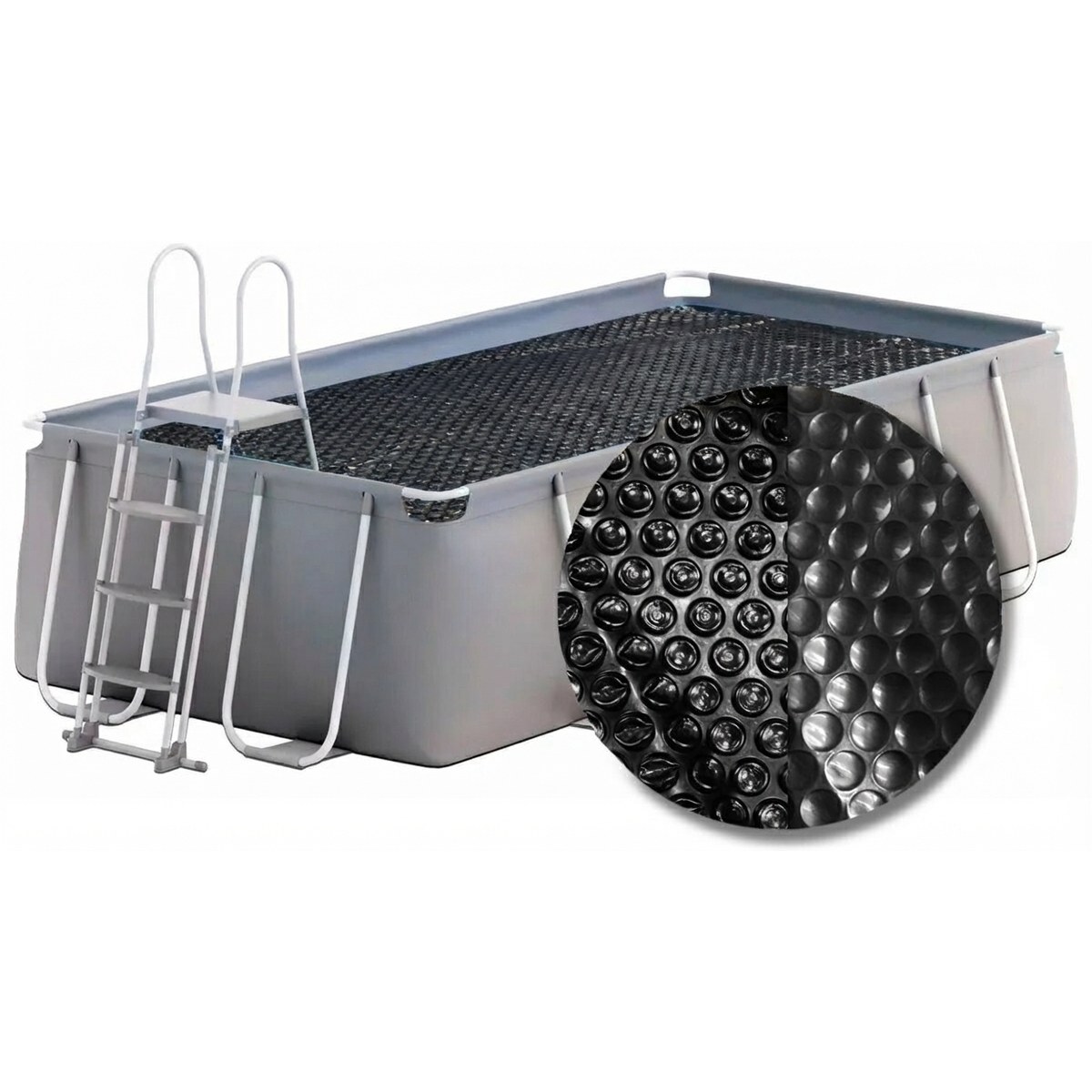 W'eau Premium solar cover rechthoekig - 732 x 366 cm (zeilmaat 716 x 346) - Zwart