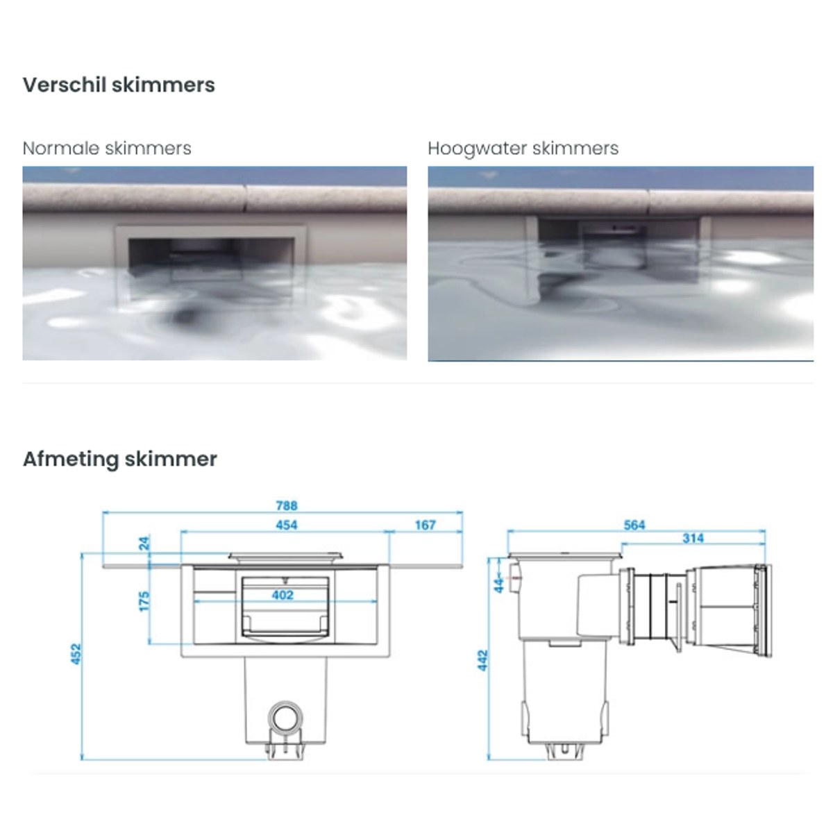 Aquareva Skimmer hoge waterlijn - Lichtblauw