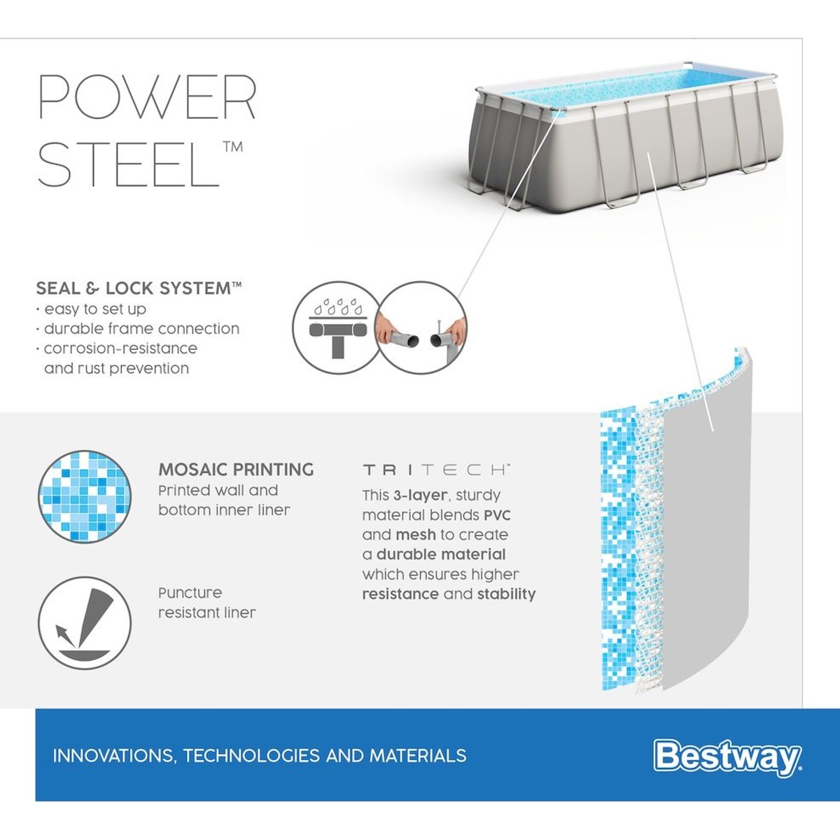 Bestway Power Steel zwembad - 412 x 201 x 122 cm - met zandfilterpomp en accessoires