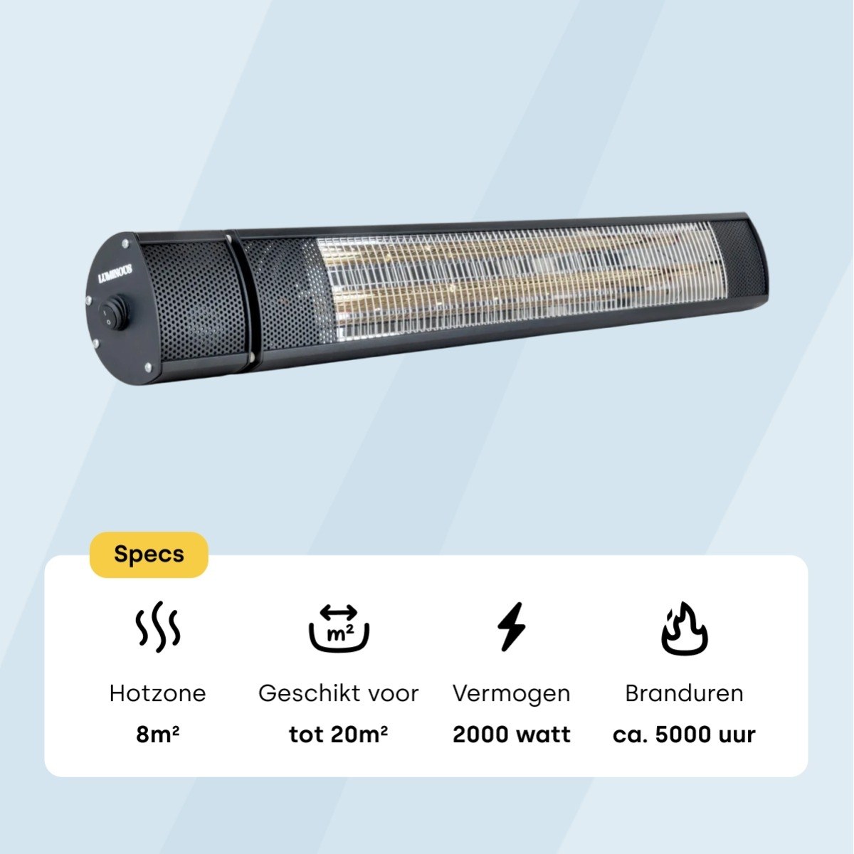 Luminous Golden Wall 2000 watt terrasverwarmer
